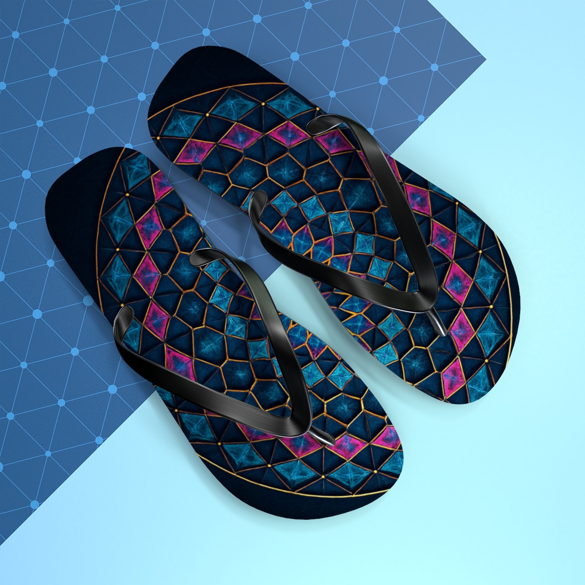 Prismatic Orbit Lattice comfortable casual flip flops