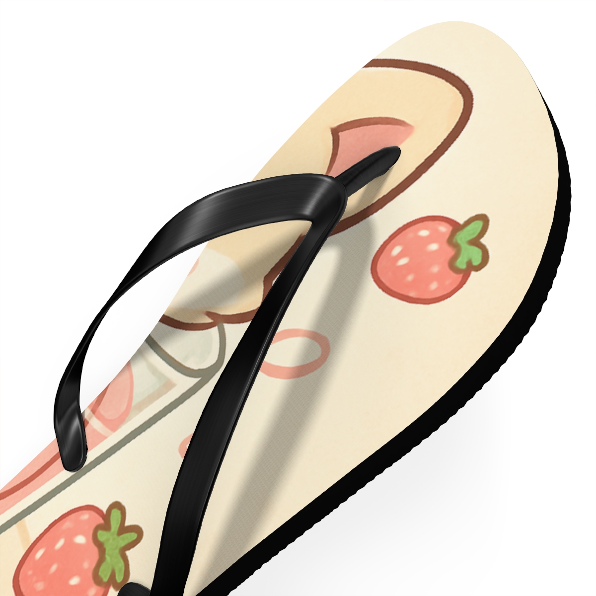 Sleepy Strawberry Milk Fox personalized beach flip flops