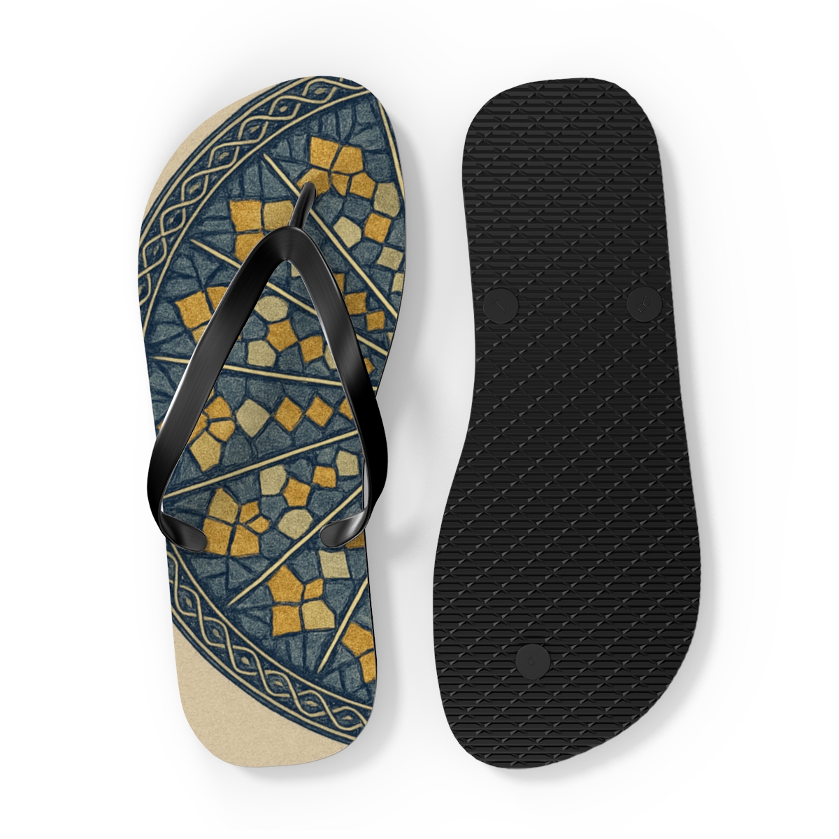 Fractal Spoke Mosaic stylish summer flip flops