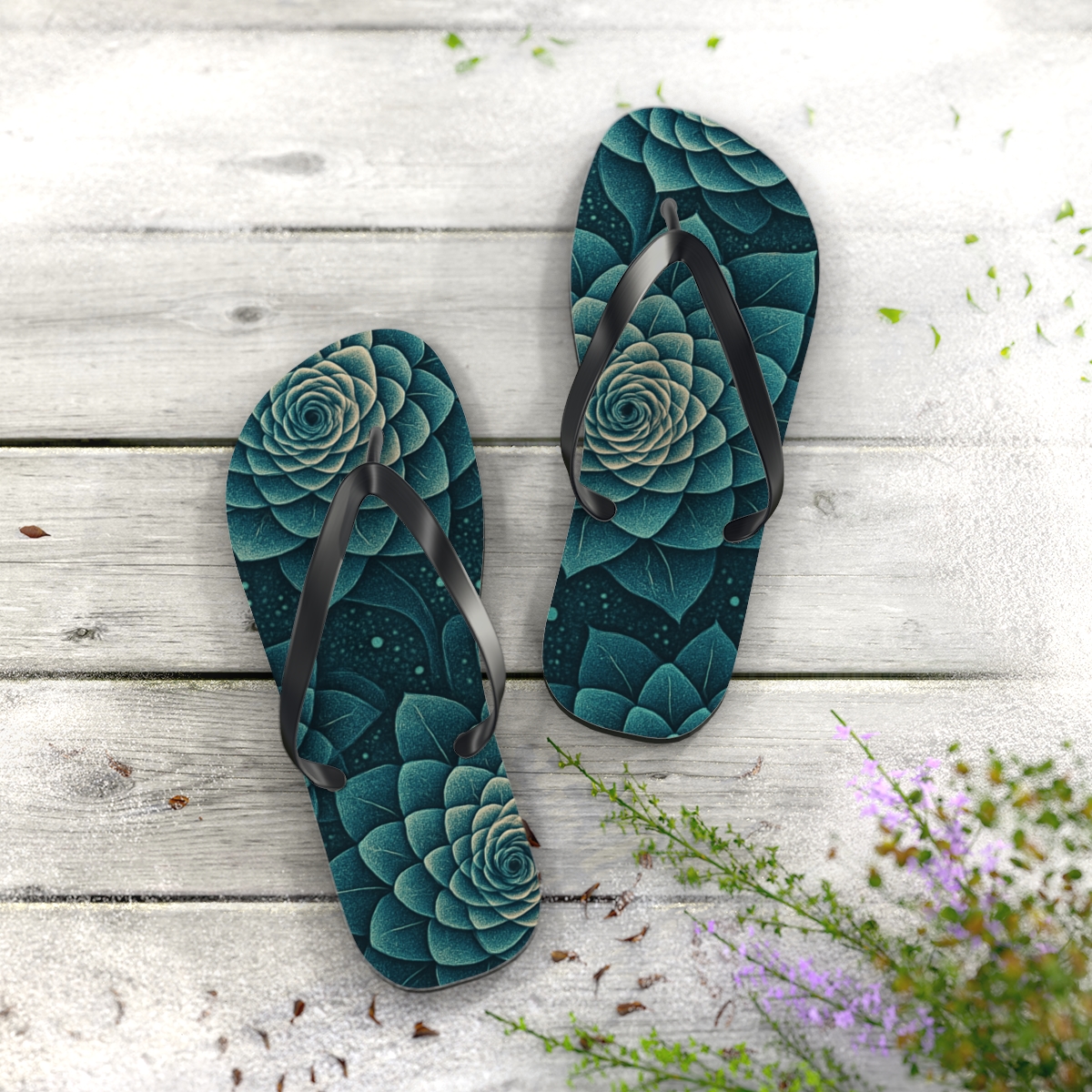 Ranunculus Fractal Ripple Array soft sole flip flops