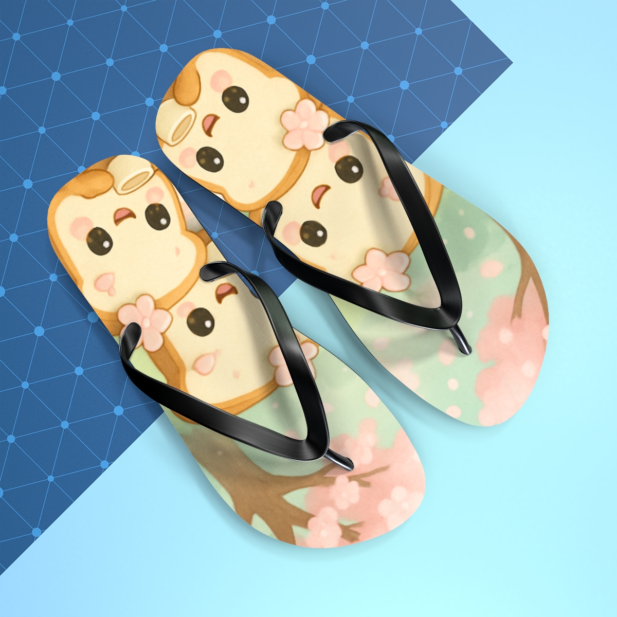 Sakura Toast Squad unique graphic flip flops