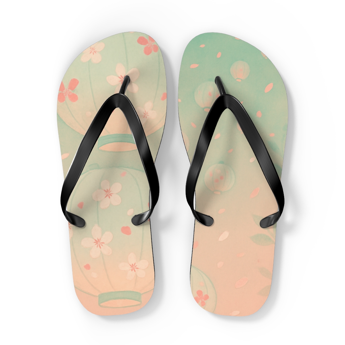Spring Lantern Petal Parade unique graphic flip flops