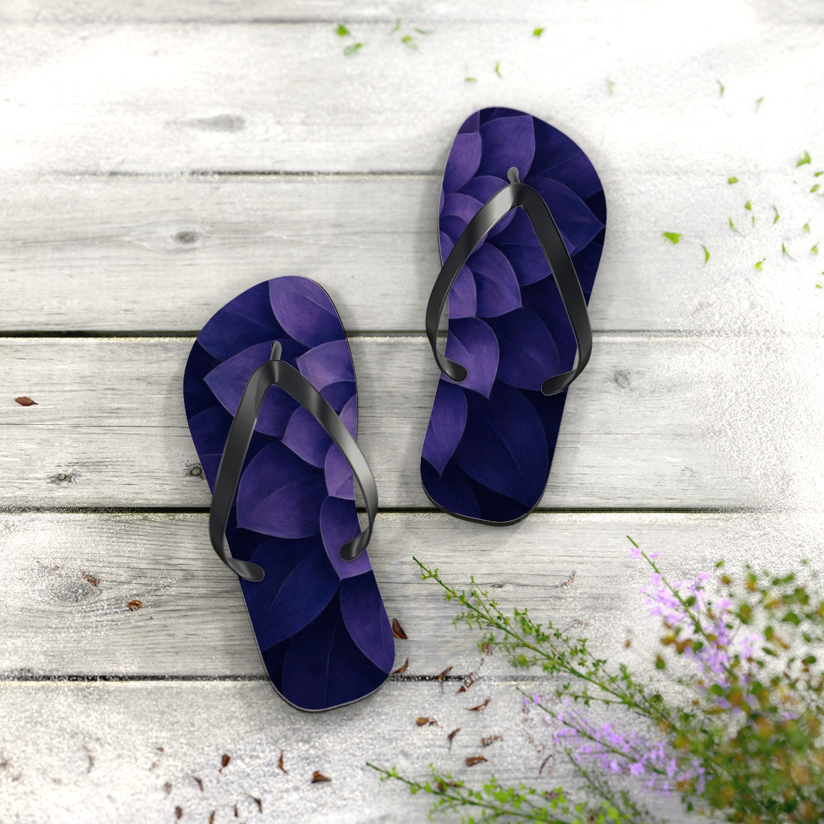 Lavender Spiral Bliss Flip Flops
