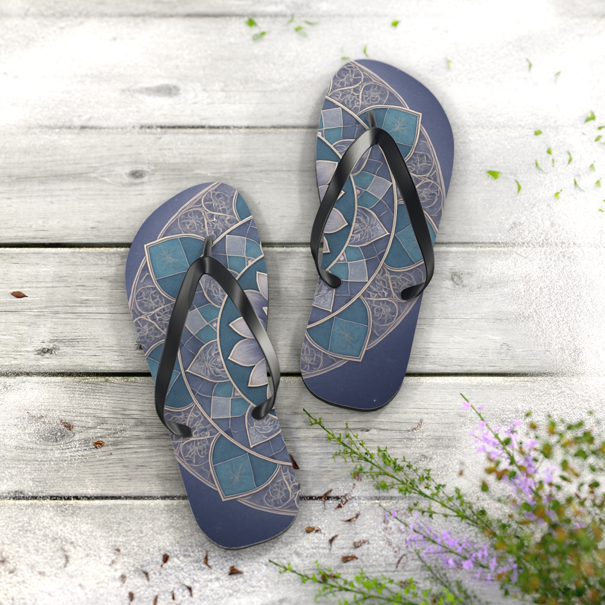 Orbital Petal Geometry custom flip flops