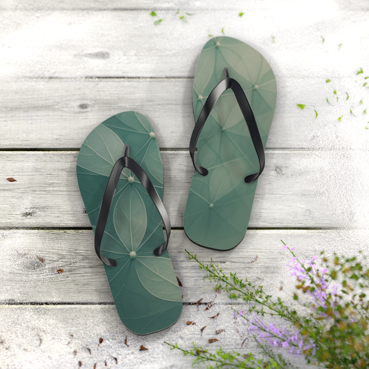 Petal Vein Lattice unique graphic flip flops