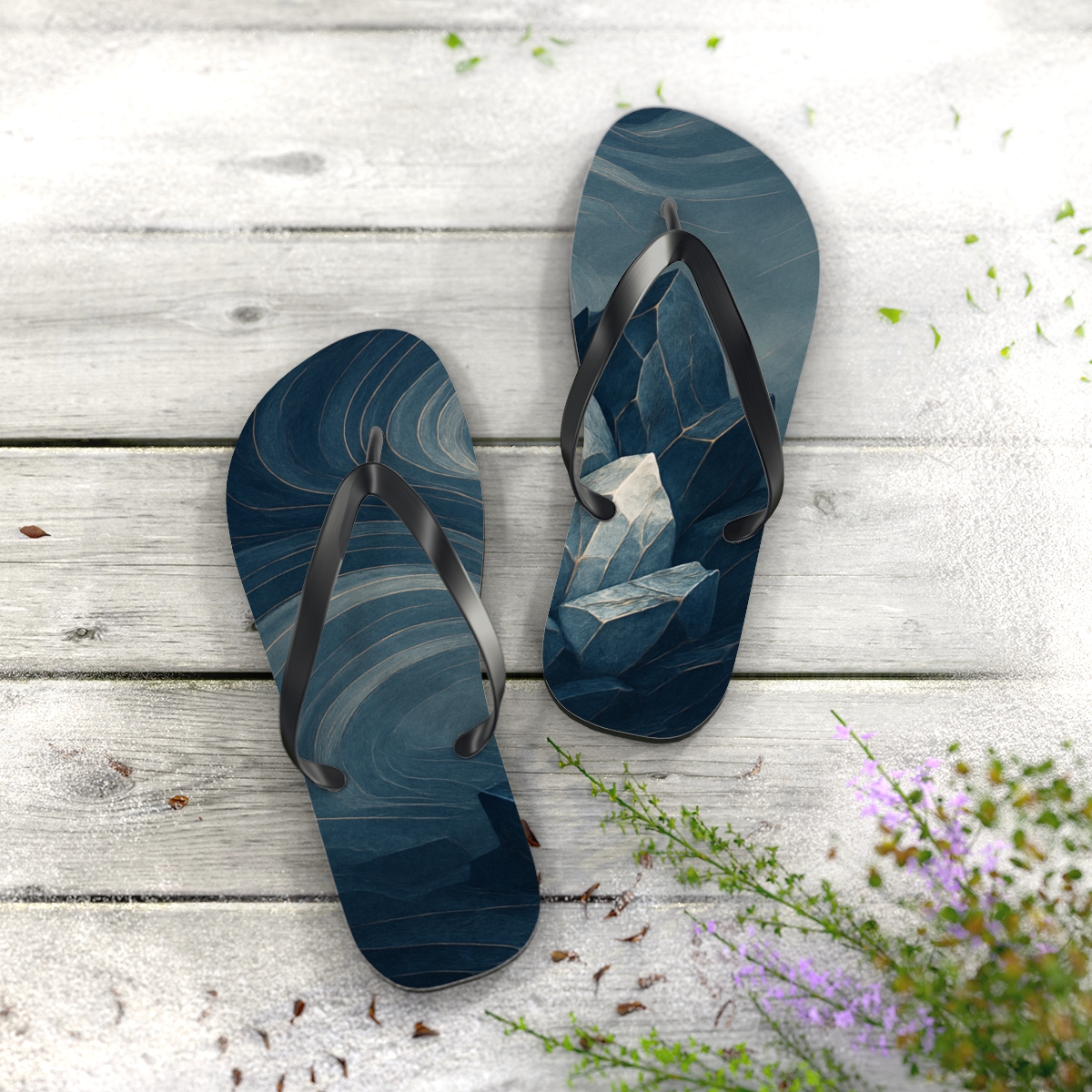 Mineral Facet Stormband designer logo flip flops
