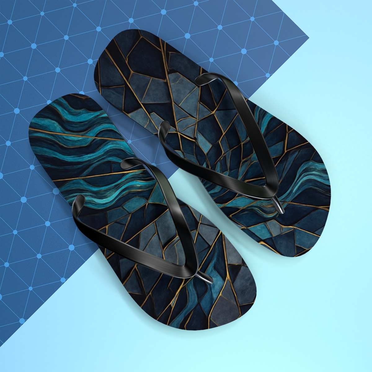 Ocean Currents Mosaic Flip Flops