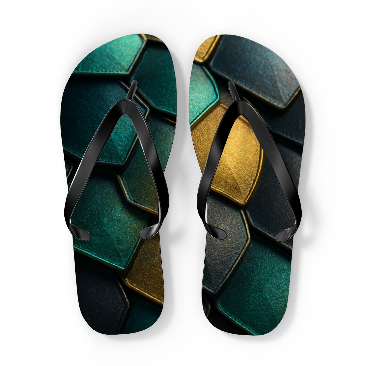 Iridescent Beetle Mosaic stylish summer flip flops