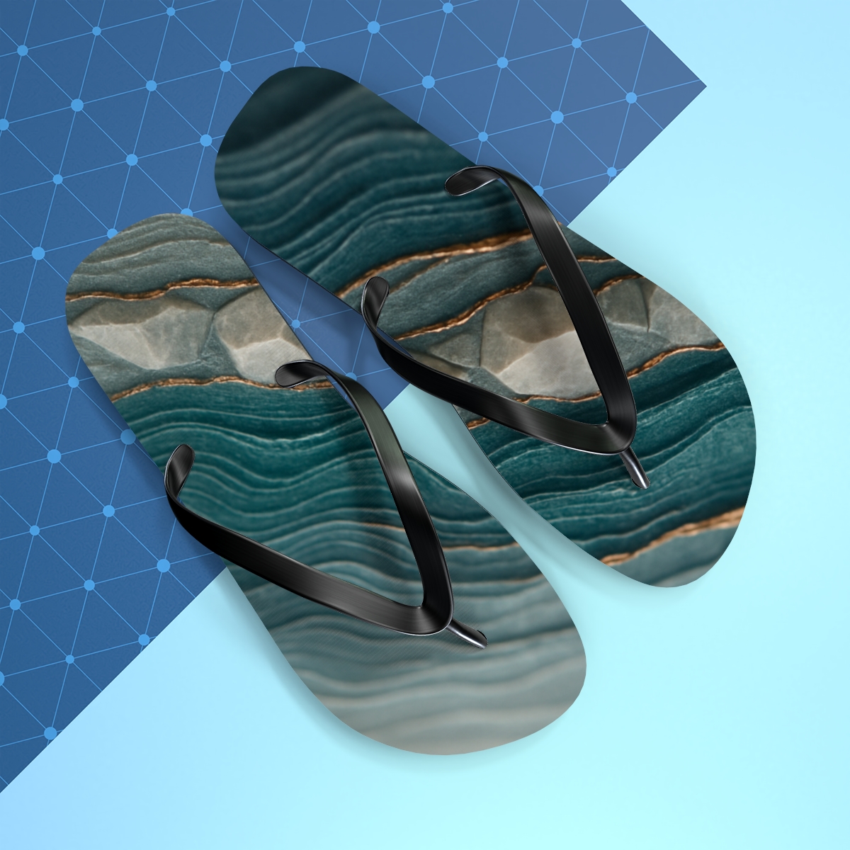 Mineral Facet Tide Weave unique graphic flip flops