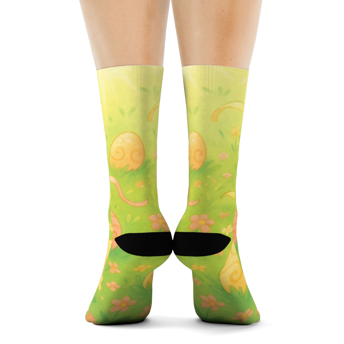 Spring Ribbon Egg Meadow unique printed sockscustom socks