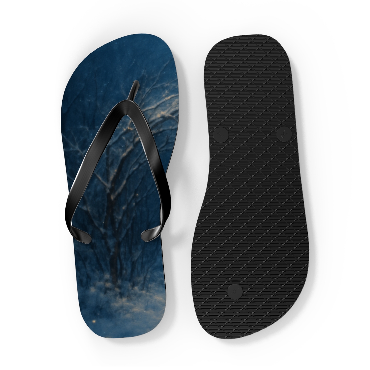 Midwinter Lantern Frost Waltz unique graphic flip flops