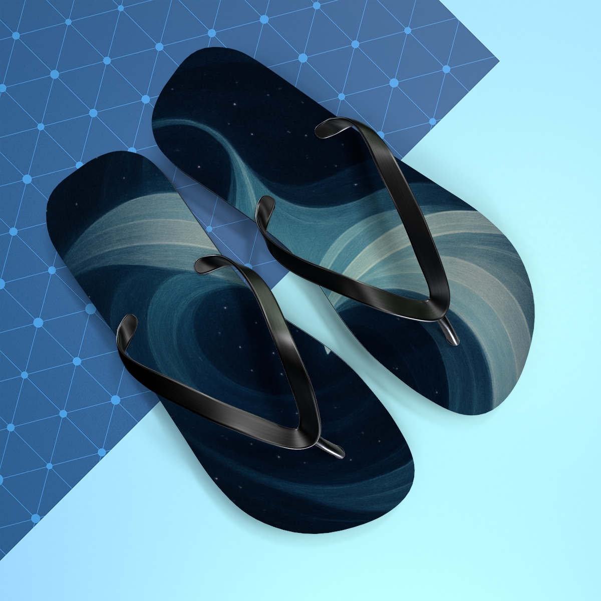 Celestial Spiral Of The Silver Manta trendy printed flip flops