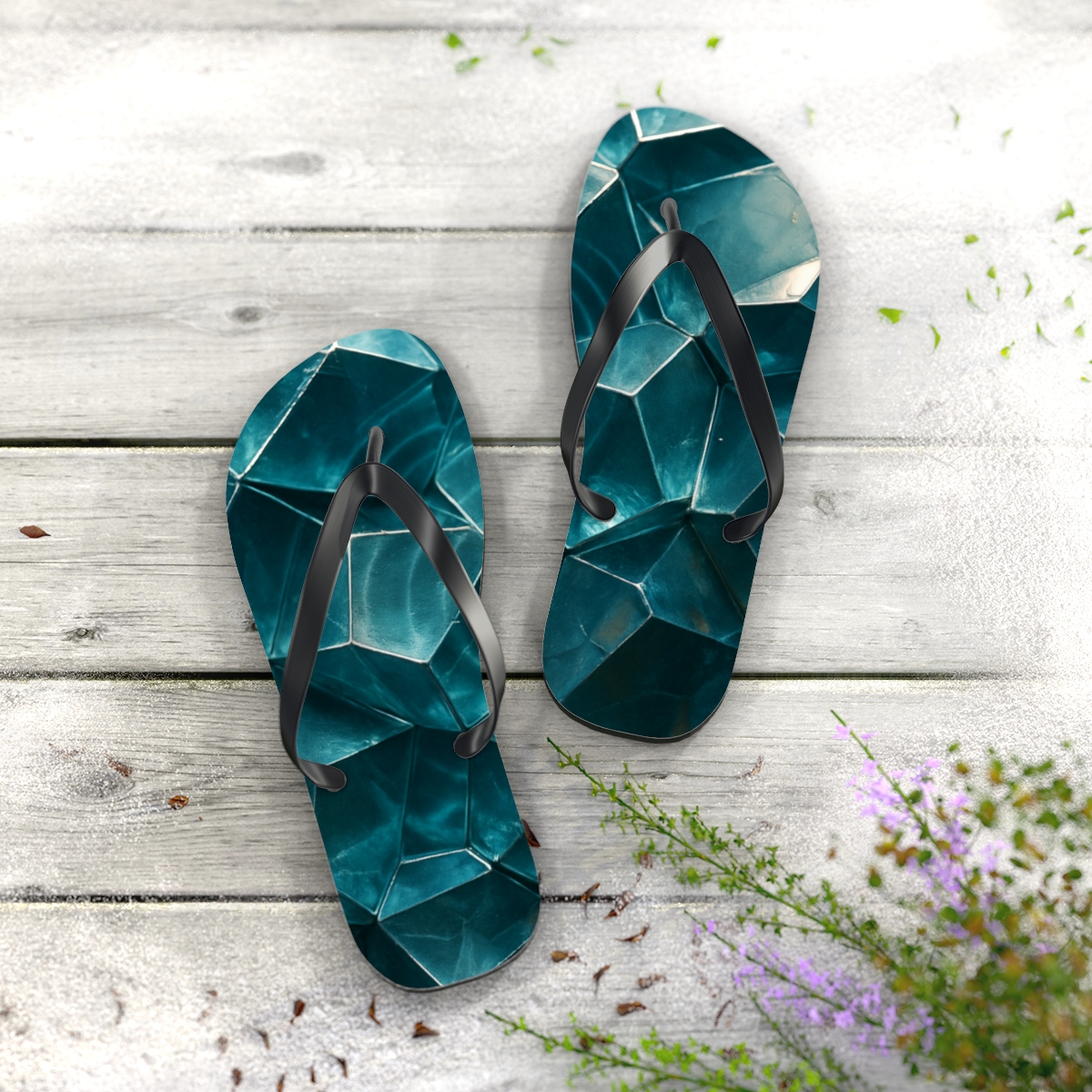 Mineral Facet Pulse Field personalized beach flip flops