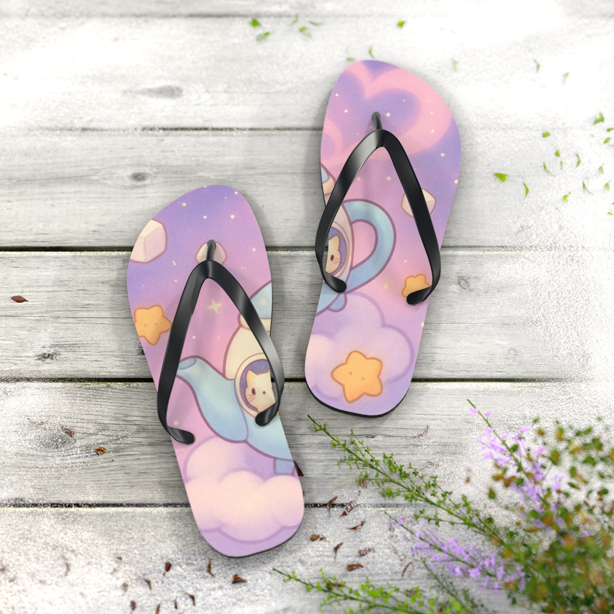 Cozy Teapot Nebula Sleepover stylish summer flip flops