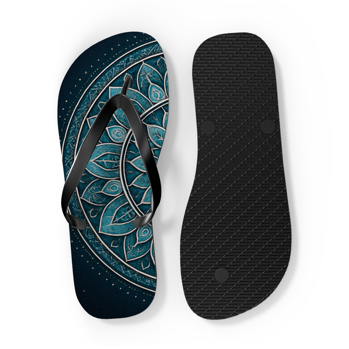 Prismatic Orbit Filigree unique graphic flip flops