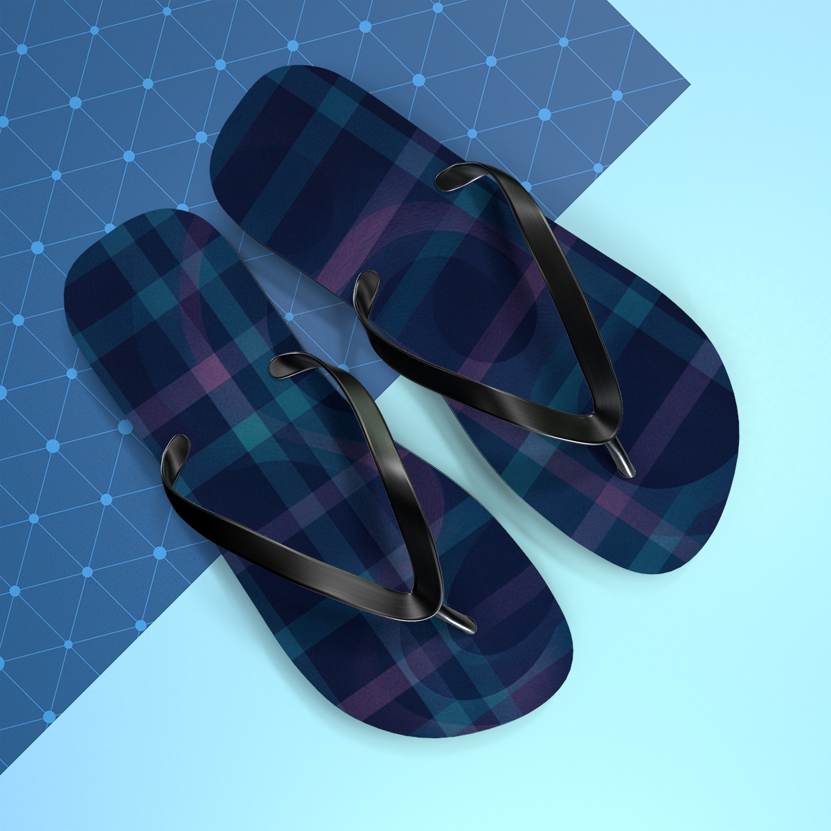 Moire Nebula Interference Plaid comfortable casual flip flops