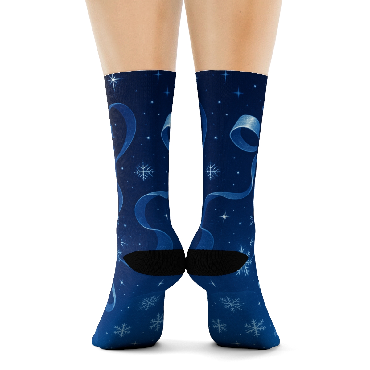 Winter Starlit Gift Ribbon unique printed socks