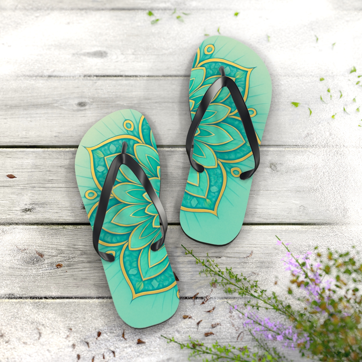 Petal Orbit Mosaic soft sole flip flops