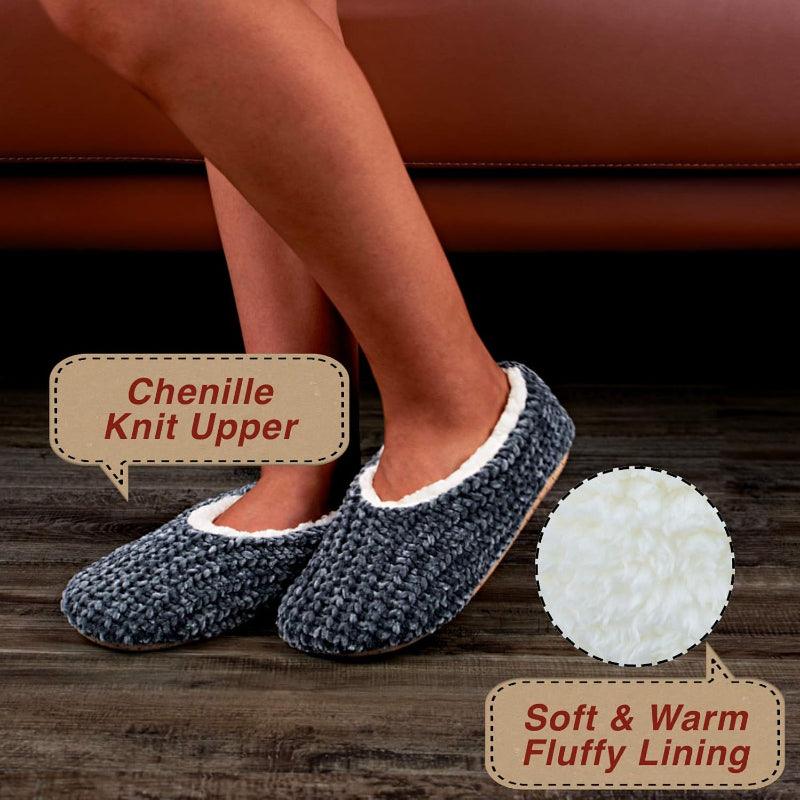 2 Pack Chenille Knit Anti Skid slippers