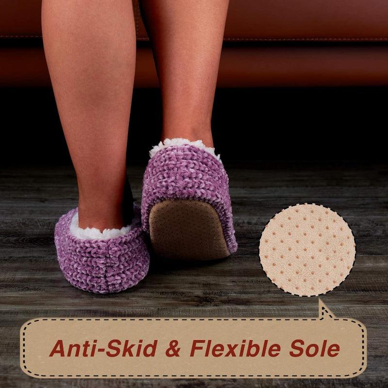 2 Pack Chenille Knit Anti Skid slippers