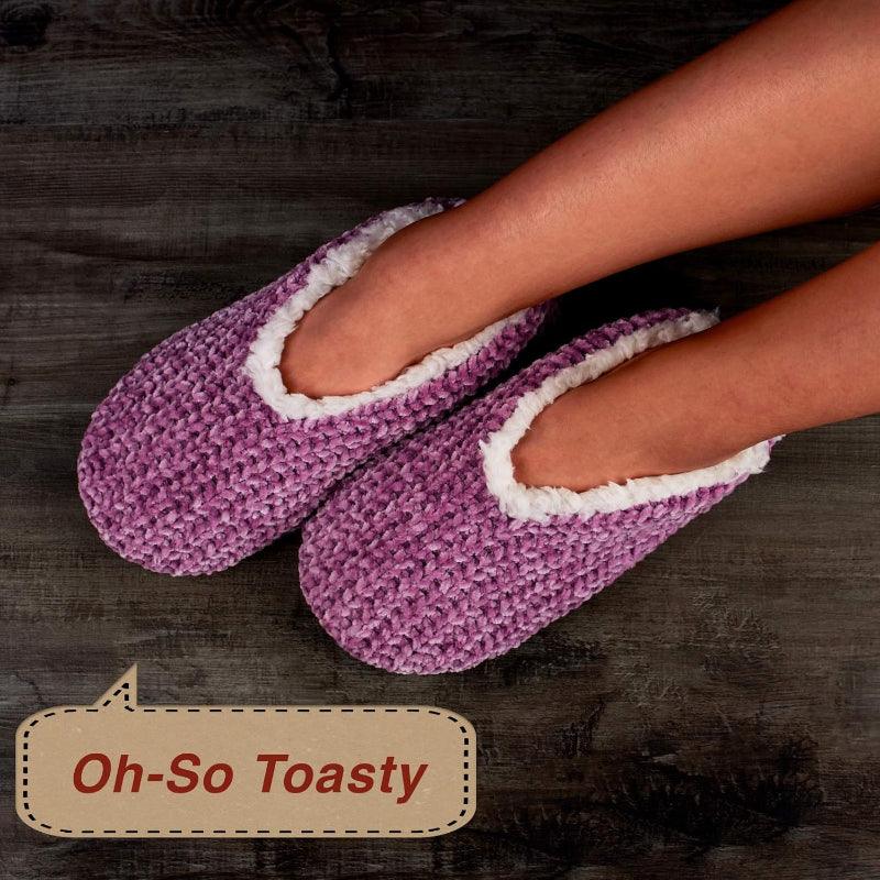 2 Pack Chenille Knit Anti Skid slippers