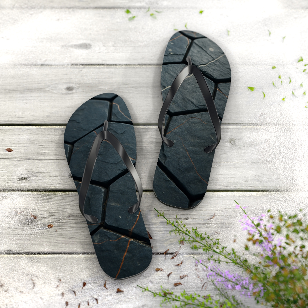 Basalt Vein Tessellation colorful rubber flip flops