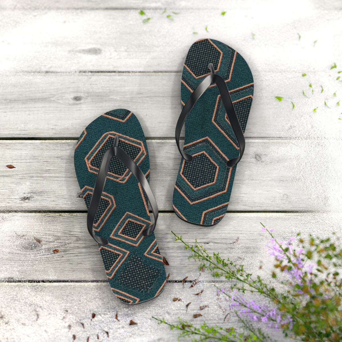 Hypnotic Wave Pattern Flip Flops