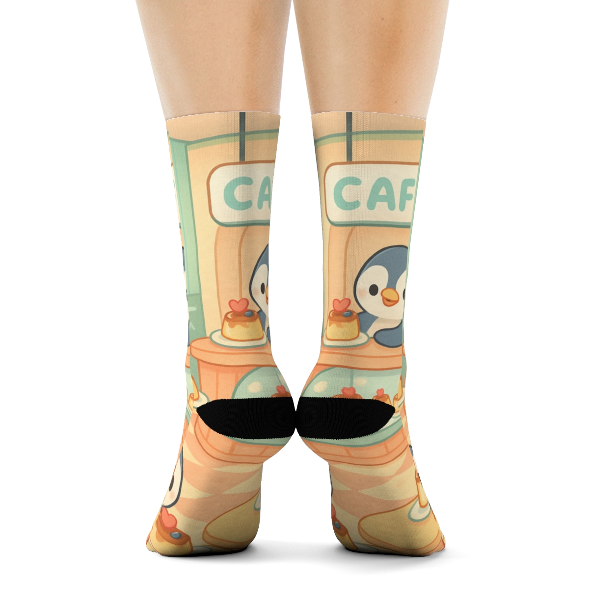 Pastel Pudding Penguin Cafe warm winter socks
