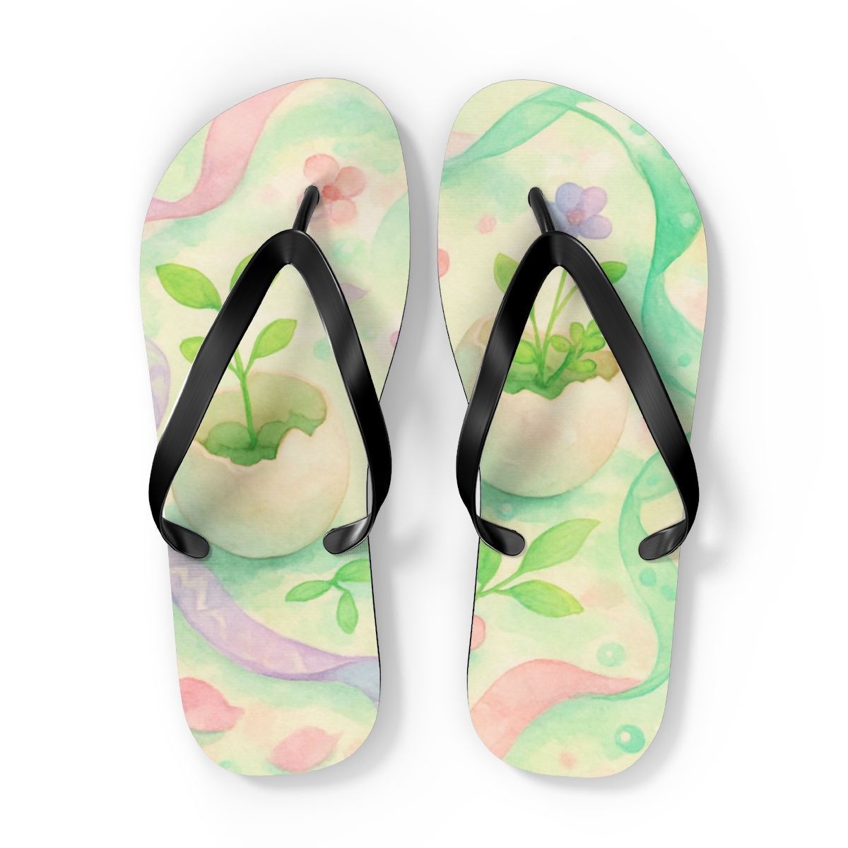 Spring Equinox Eggshell Garden stylish summer flip flops