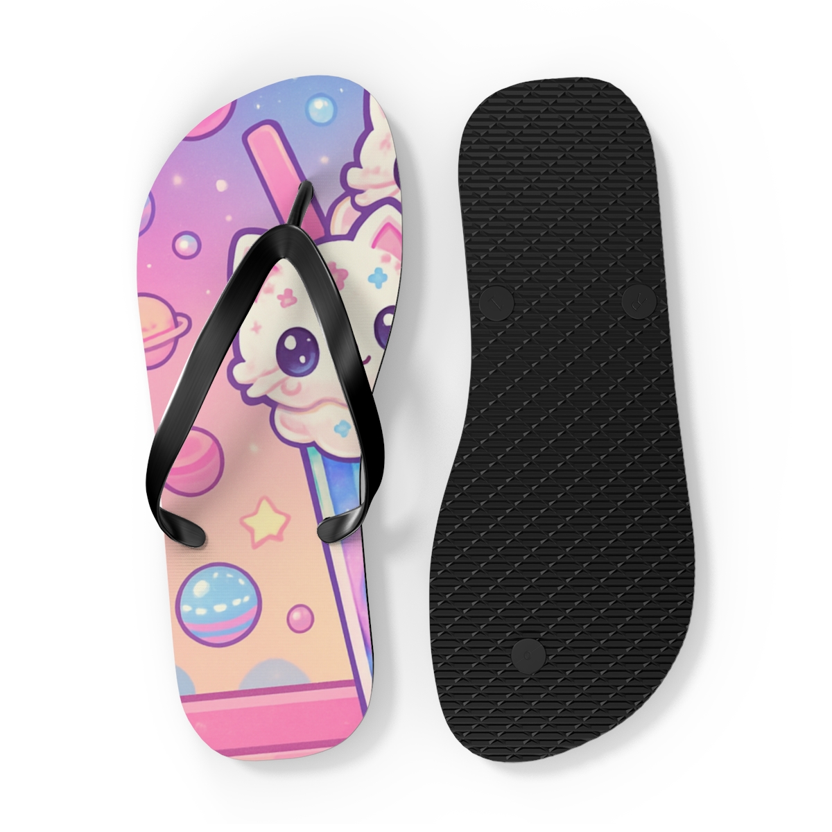 Galaxy Milkshake Kittens soft sole flip flops