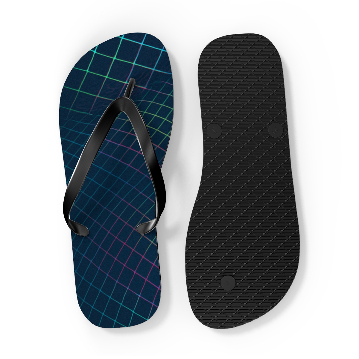 Prismatic Moire Lattice Sweep colorful rubber flip flops