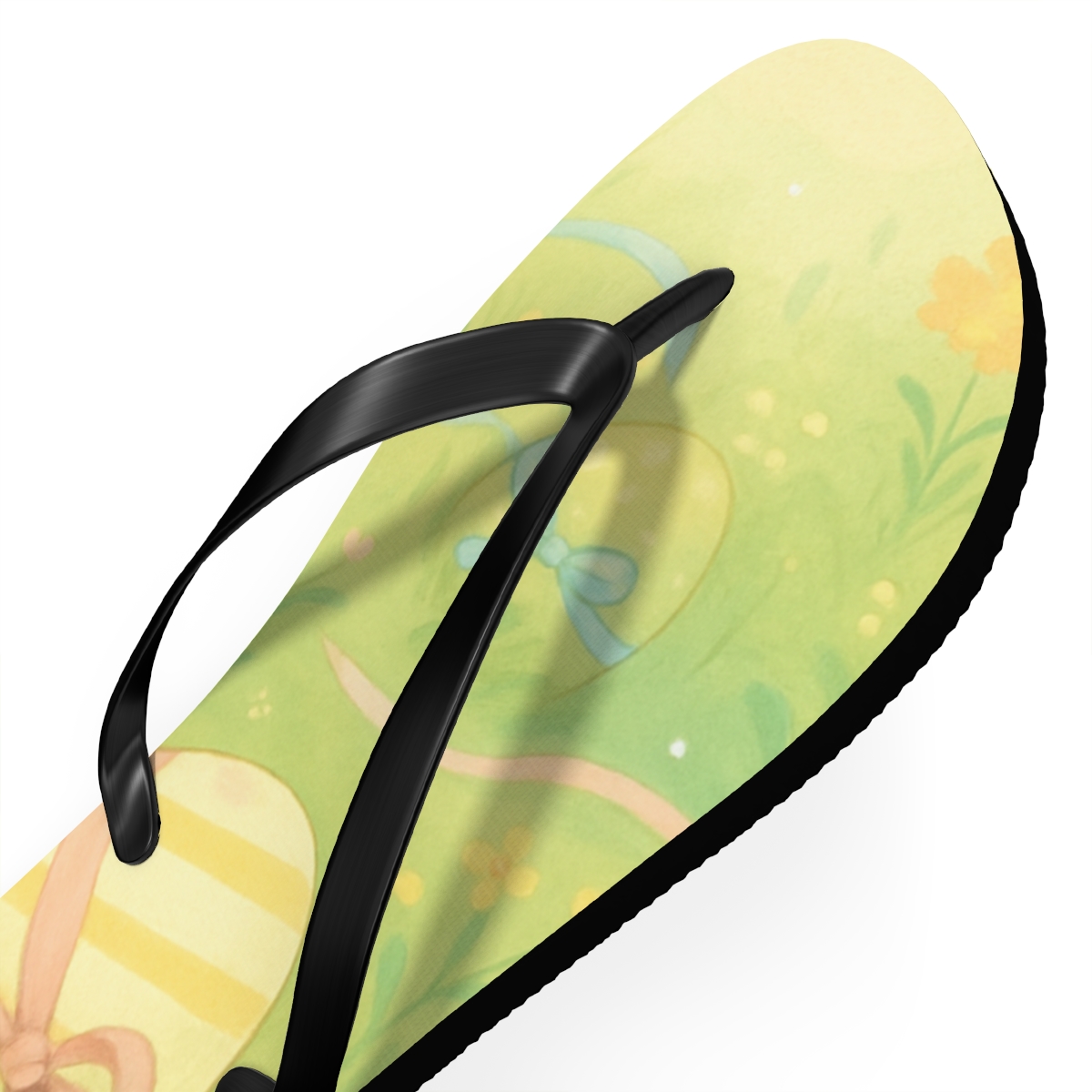 Spring Ribbon Egg Meadow designer logo flip flops