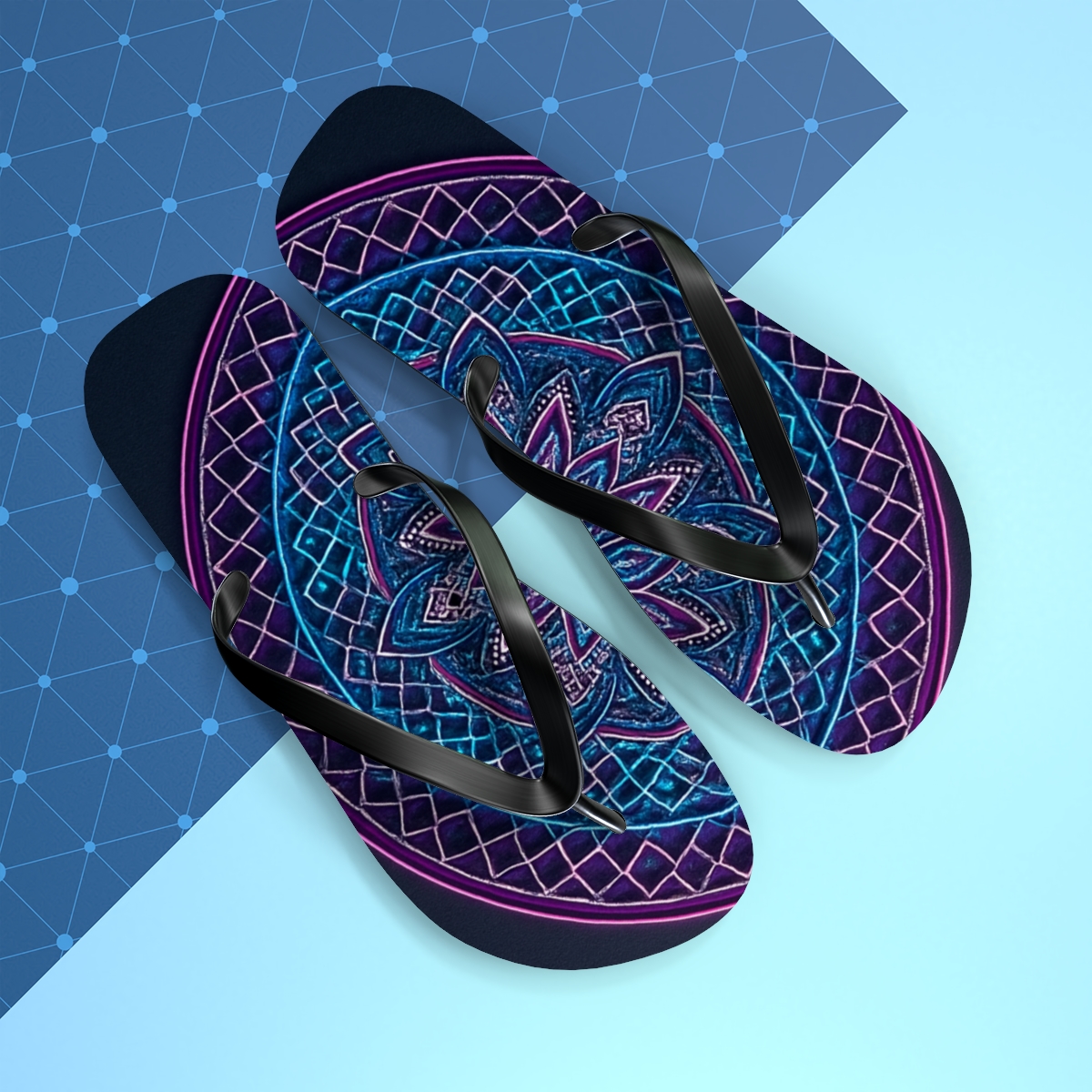Prismatic Lattice Rosette personalized beach flip flops