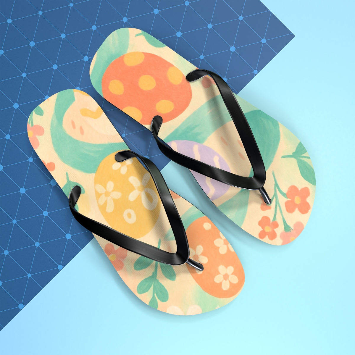 Spring Equinox Ribbon Egg Parade unique graphic flip flops