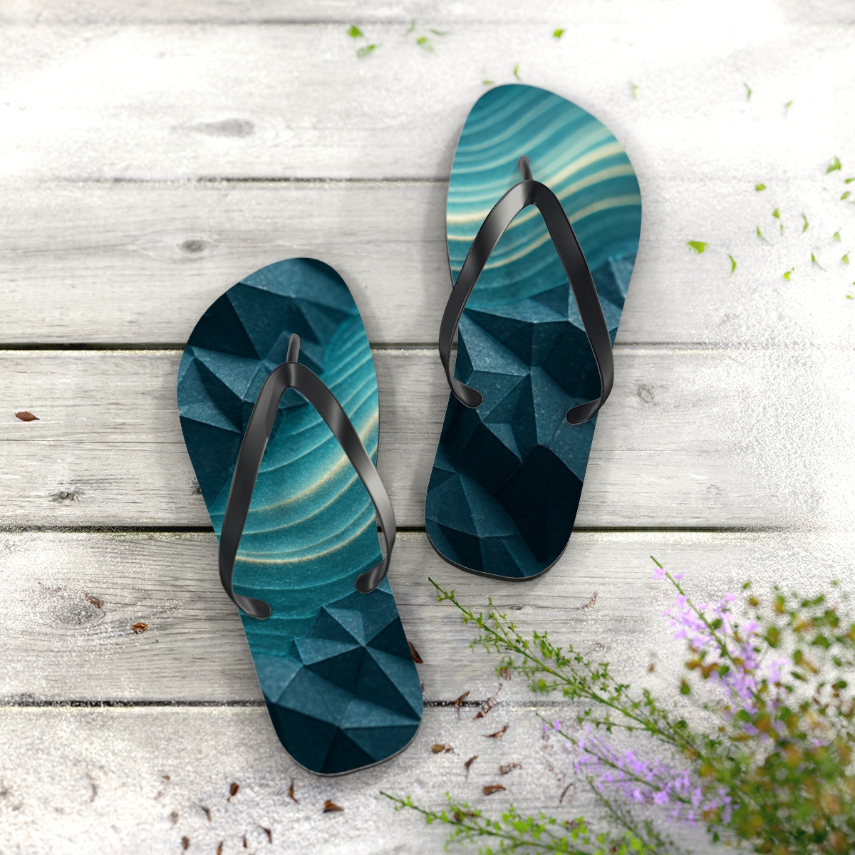 Mineral Facet Wavefront colorful rubber flip flops