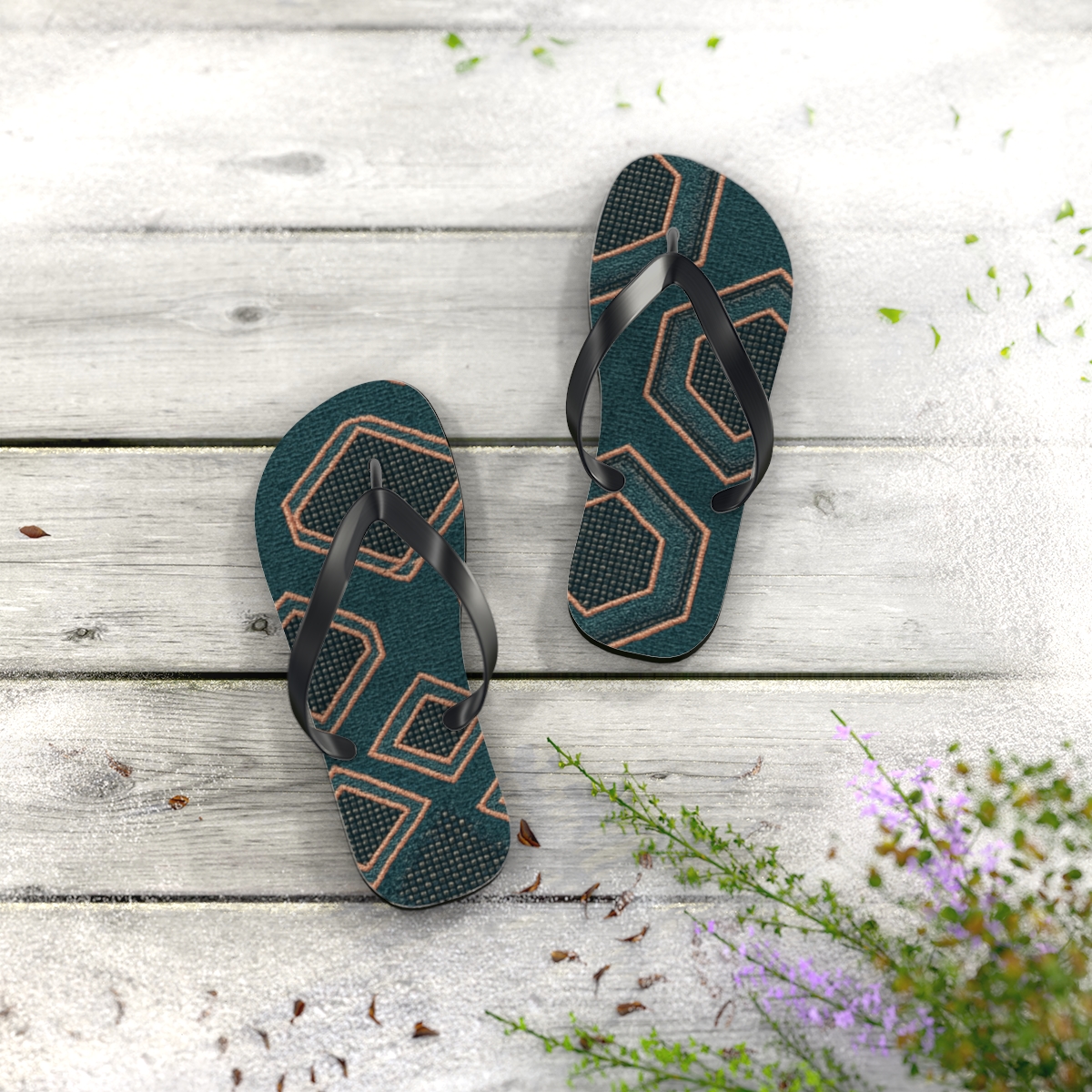 Hypnotic Wave Pattern Flip Flops