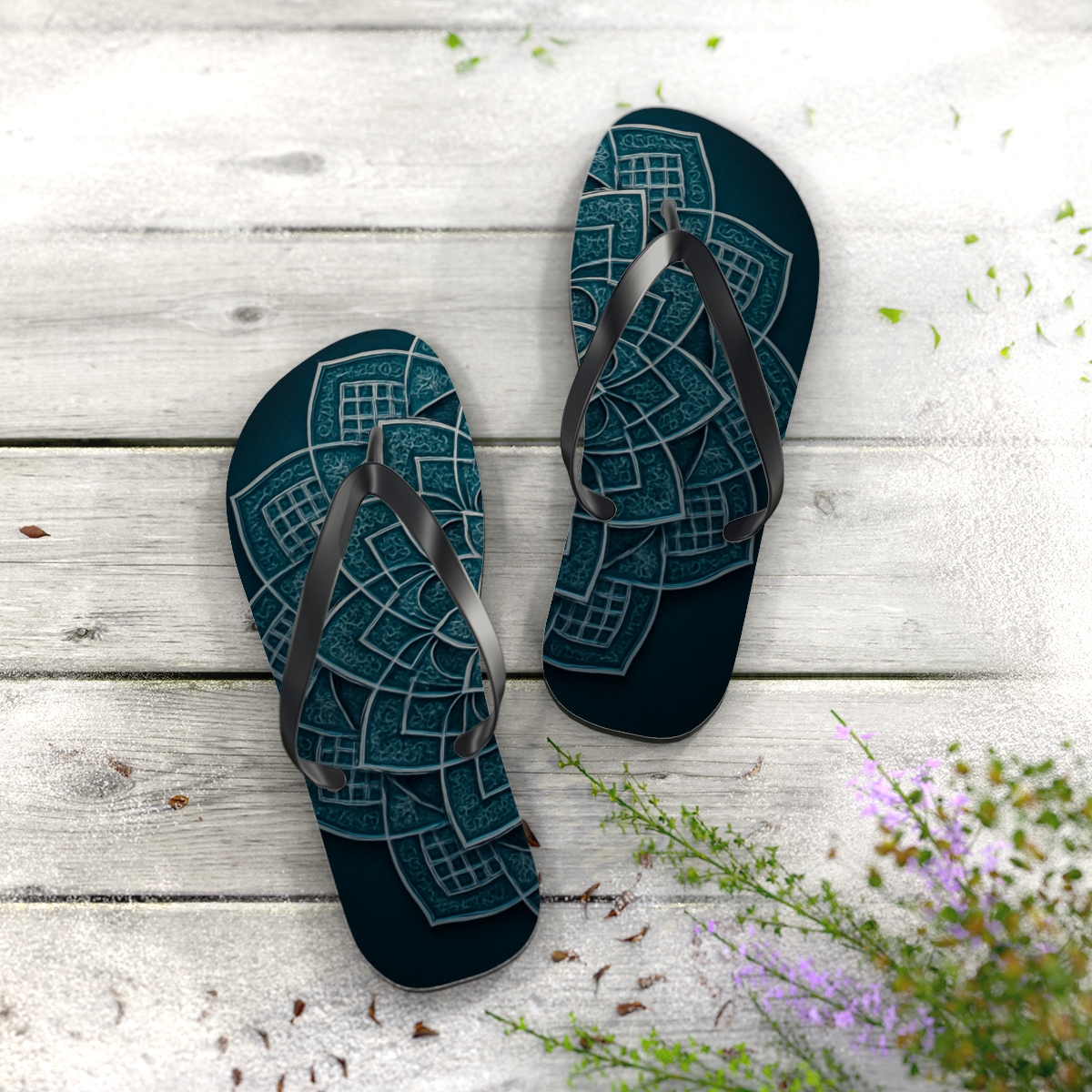 Iridescent Lattice Halo personalized beach flip flops
