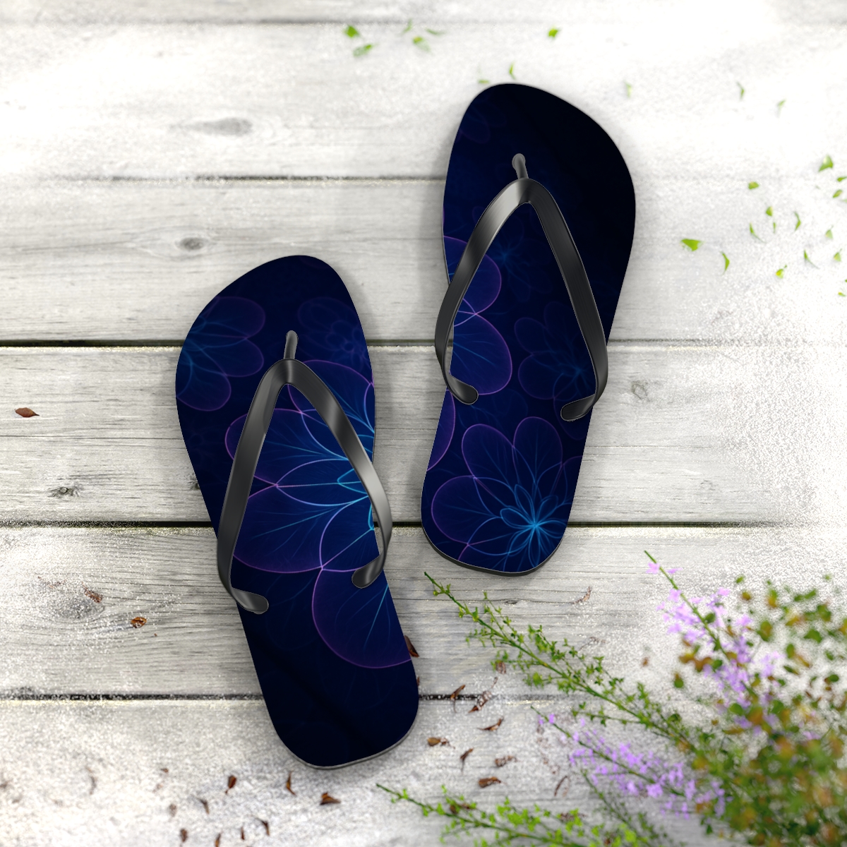 Orchid Loop Interference personalized beach flip flops
