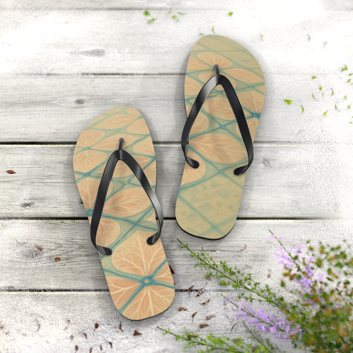 Petal Vein Lattice soft sole flip flops