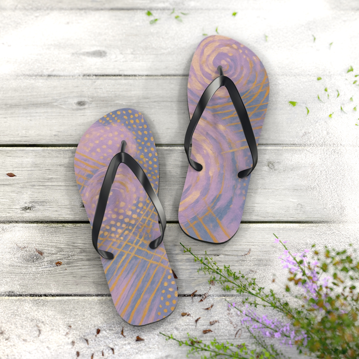 Petal Spiral Matrix colorful rubber flip flops