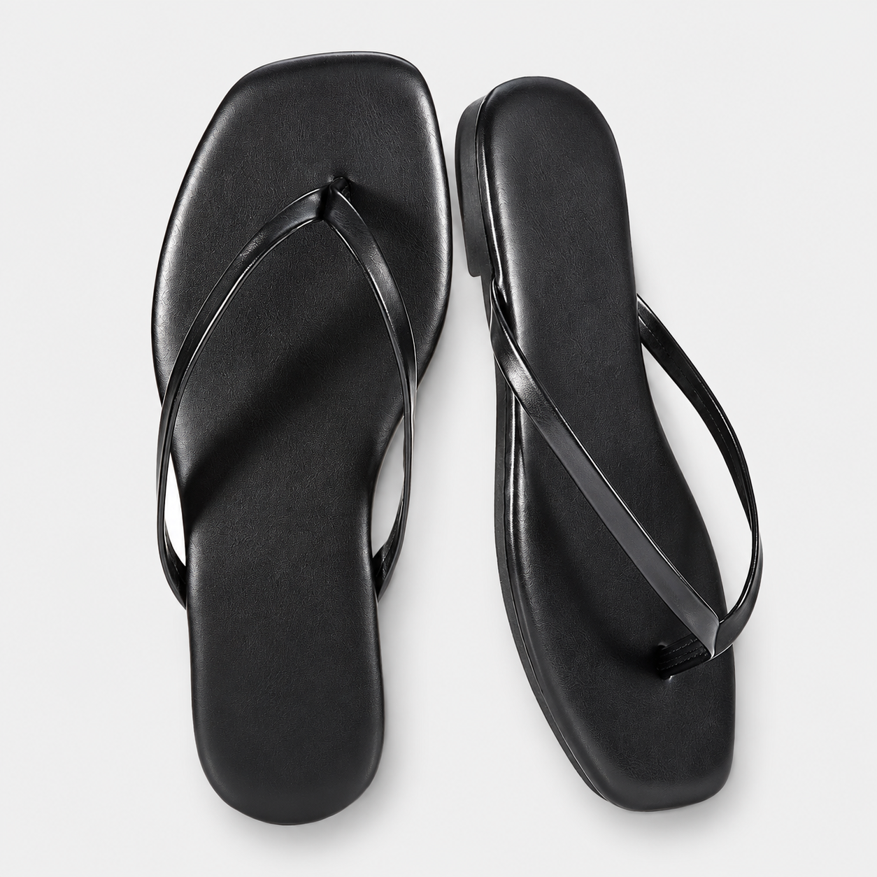 Memory Foam Vegan Leather Flip Flop Sandals For Women