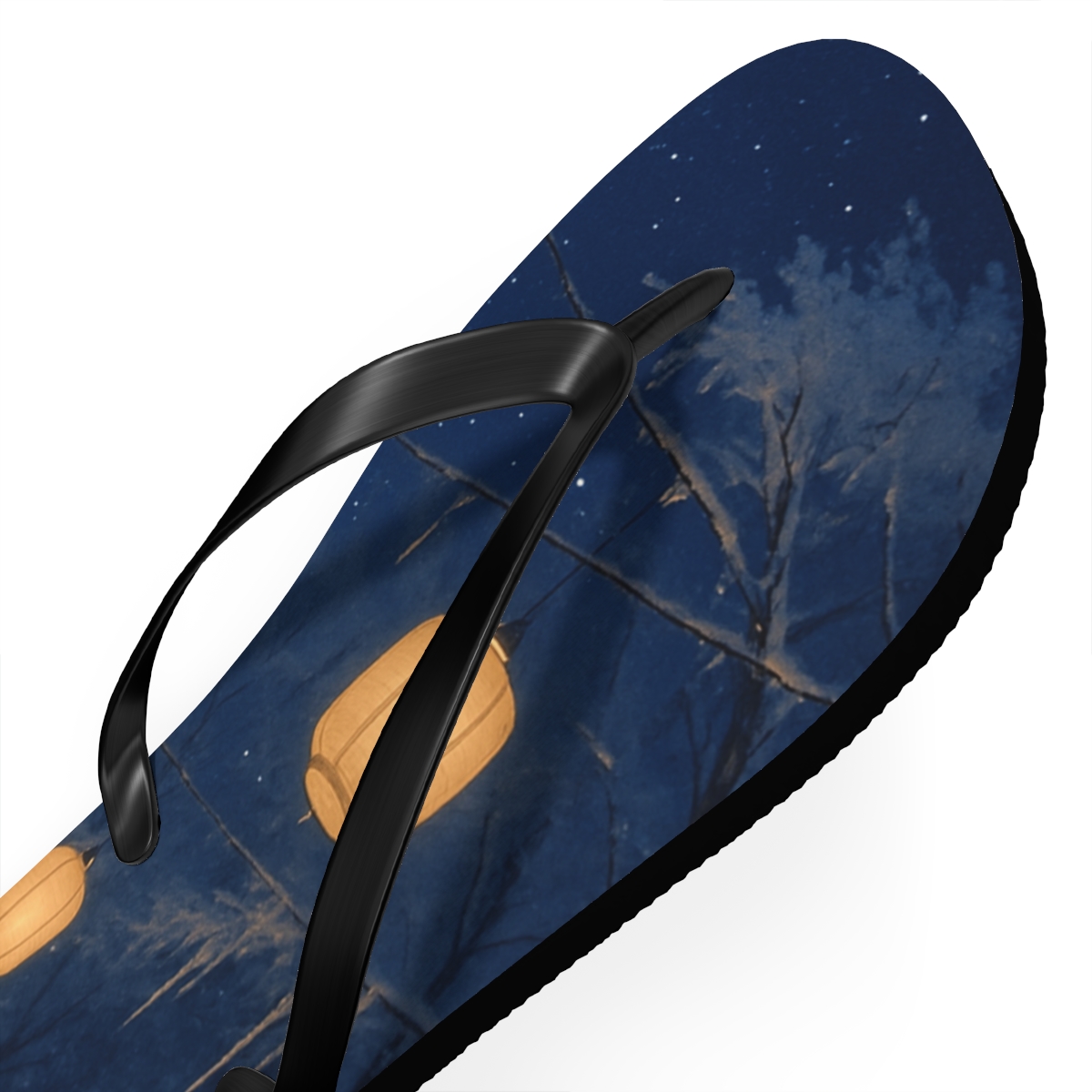 Winter Lantern Starry Eve designer logo flip flops