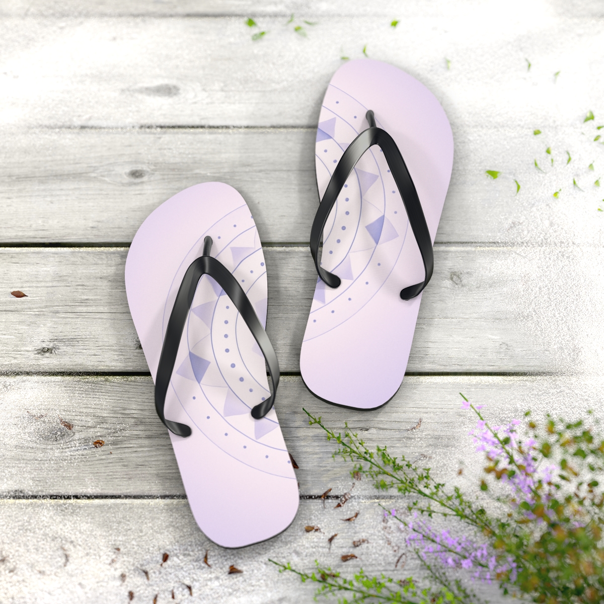 Prismatic Drift Ring Mandala custom flip flops