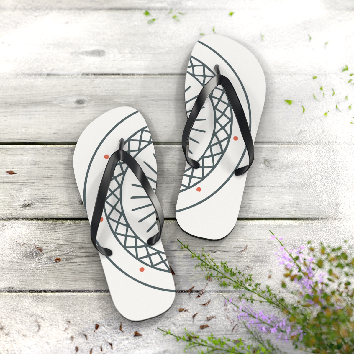 Minimal Starwheel Lattice trendy printed flip flops