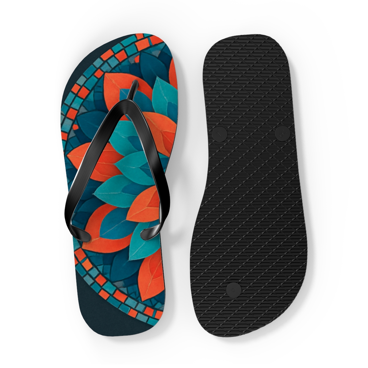 Prismatic Petal Mosaic custom flip flops