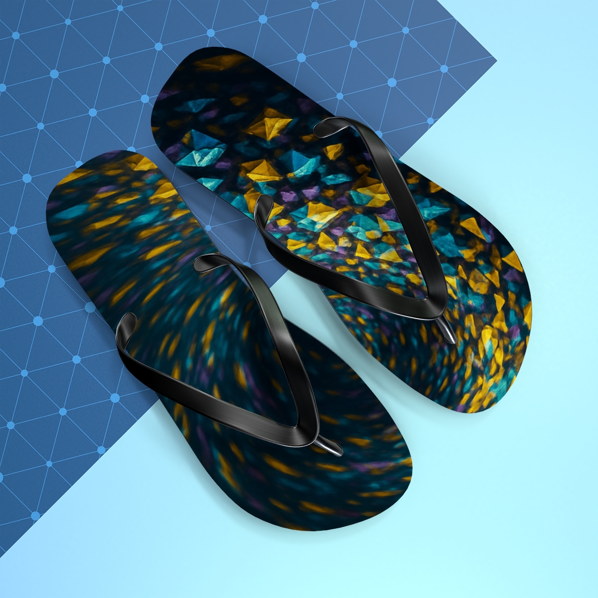 Prismatic Dance Of The Swarm personalized beach flip flops