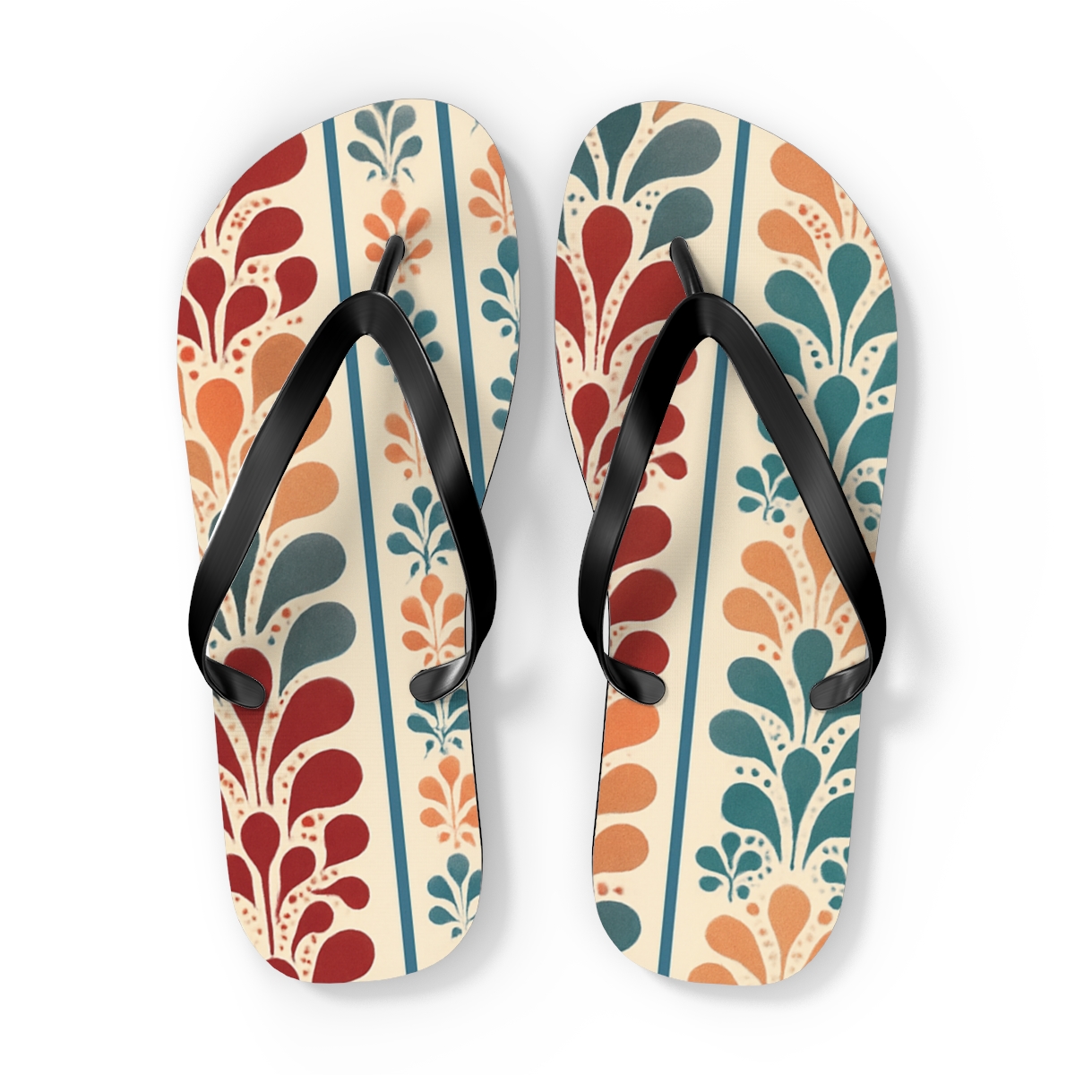 Fractal Bloom Stripe Sequence soft sole flip flops