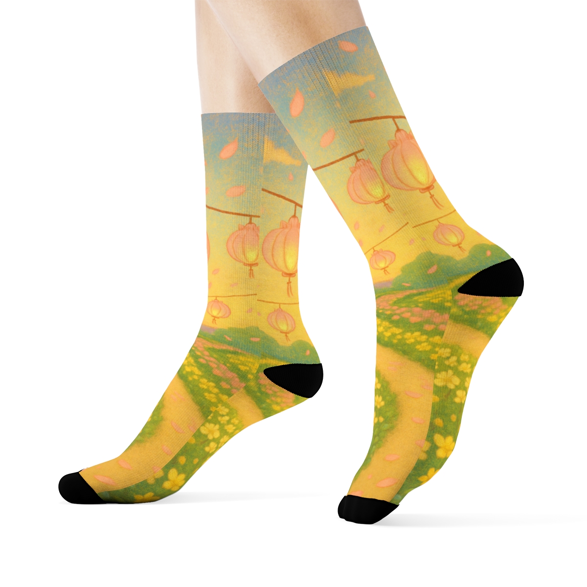 Spring Petal Lantern Parade comfortable cotton socks