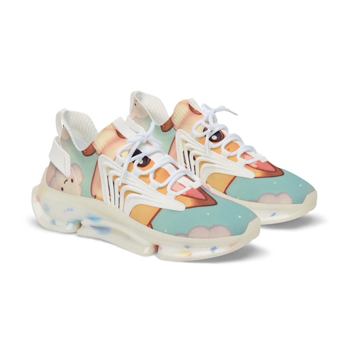 Cotton Candy Fox Float unique printed sneakers