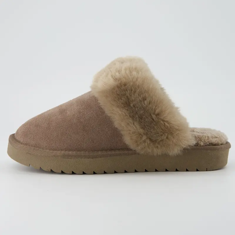 Hush Cozy Women's Suede Slippers - Genuine Leather Upper, Plush and Soft Faux Shearling Lining, Memory Foam Cushioned Footbed, Indoor Outdoor Comfort Slides for Women